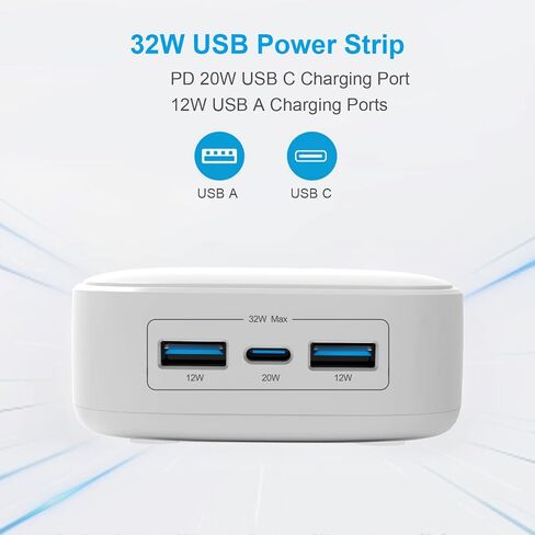شريط طاقة مع منفذ USB، شريط طاقة PowerLot للسفر مع قابس مسطح، سلك تمديد ETL 6FT PD 20 وات USB C شريط طاقة لهاتف iPhone 14/13/12 Pro Max، iPad Pro/Air، مكعب شريط طاقة صغير للمنزل والمكتب in Saudi Arabia