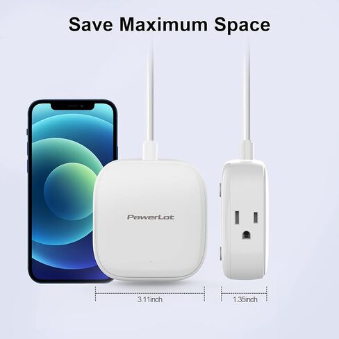 شريط طاقة مع منفذ USB، شريط طاقة PowerLot للسفر مع قابس مسطح، سلك تمديد ETL 6FT PD 20 وات USB C شريط طاقة لهاتف iPhone 14/13/12 Pro Max، iPad Pro/Air، مكعب شريط طاقة صغير للمنزل والمكتب in Saudi Arabia