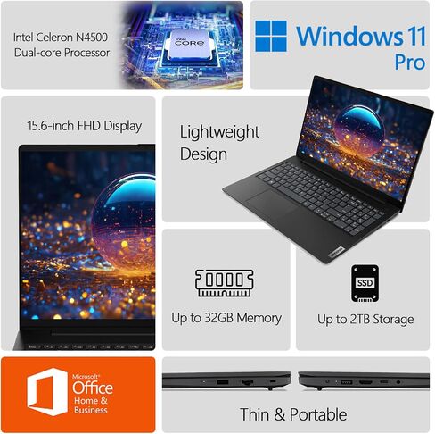 لاب توب لينوفو V15 للأعمال | شاشة FHD مضادة للتوهج مقاس 15.6 بوصة | معالج Intel ثنائي النواة | Ethernet RJ-45 | Microsoft Office لمدة عام | Windows 11 | حزمة WOWPC (Windows 11 Pro، ذاكرة الوصول العشوائي 32 جيجابايت | 2 تيرابايت SSD) in Saudi Arabia