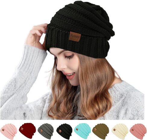 Rosoz 1&2pack Womens Winter Hats Slouchy Beanies Knit Warm Winter Beanie Hats for Women Skull Warm Cap in Saudi Arabia