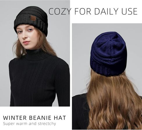 Rosoz 1&2pack Womens Winter Hats Slouchy Beanies Knit Warm Winter Beanie Hats for Women Skull Warm Cap in Saudi Arabia