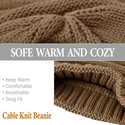 Rosoz 1 & 2pack قبعات الشتاء النسائية المترهلة متماسكة قبعات شتوية دافئة للنساء قبعة دافئة على شكل جمجمة in Kuwait