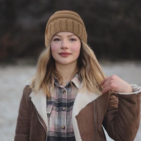 Rosoz 1 & 2pack قبعات الشتاء النسائية المترهلة متماسكة قبعات شتوية دافئة للنساء قبعة دافئة على شكل جمجمة in Kuwait