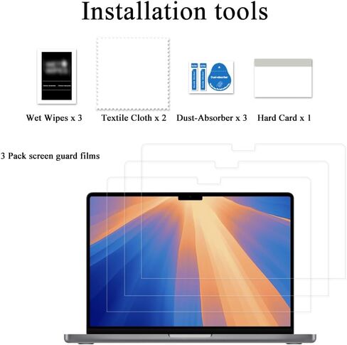3-Pack HD Clear Screen Protector for 2024 MacBook Pro 14" with M4/M4 Pro/M4 Max Chip, Anti-Fingerprint & Scratch-Resistant Accessory 5H Hardness Protector for MacBook Pro 14.2 Inch (Clear) in Saudi Arabia