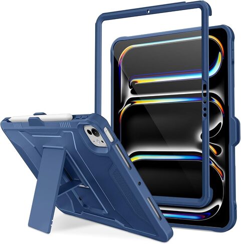 DTTO for iPad Pro 11-inch (M4) Case 2024 (Model Number: A2836/A2837/A3006), with Built-in Screen Protector and Kickstand, Protective Rugged Shockproof Cover for iPad Pro 11" 2024 5th Gen, Black in Kuwait