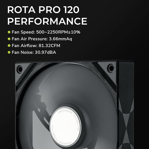 TRYX ROTA PRO 120 120mm Case Fan 4-Pin PWM LCP Material FDB Case Fan 2250RPM with 81.32CFM Airflow High-Performance Quiet PC Case Fan in Saudi Arabia