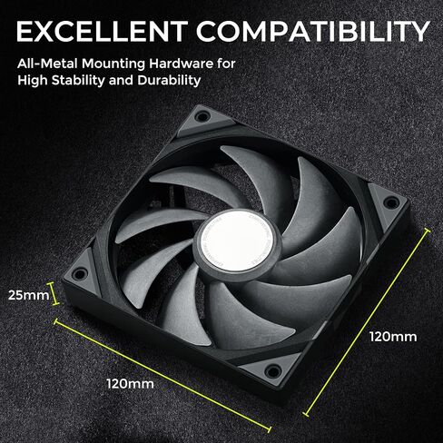 TRYX ROTA PRO 120 120mm Case Fan 4-Pin PWM LCP Material FDB Case Fan 2250RPM with 81.32CFM Airflow High-Performance Quiet PC Case Fan in Saudi Arabia