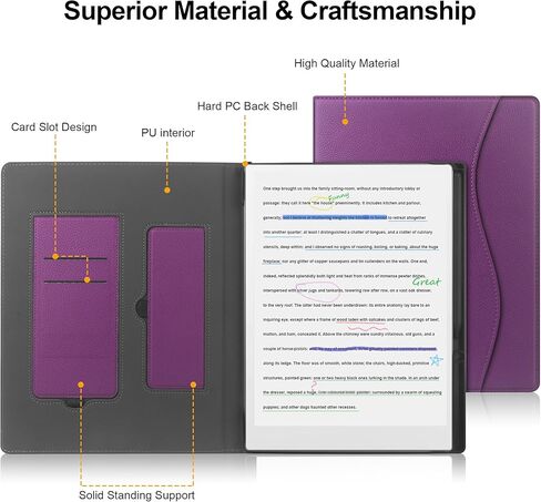 KuRoKo Stand Case for Remarkable Paper Pro Color Tablet Case 11.8" 2024 Released Folios Cover with Card Pocket and Auto Sleep/Wake & Pen Holder Compatible with Remarkable Paper Pro (Black) in Kuwait