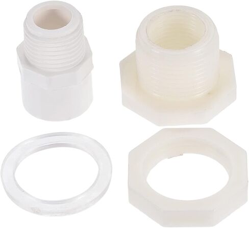 2 Pack PVC Bulkhead Fitting - Double Threaded Bulkhead Water Tank Connector, with Silicone Gasket, Apply to Aquariums, (G1 Female 1.83" Male, Gray) in Saudi Arabia