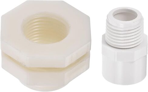 2 Pack PVC Bulkhead Fitting - Double Threaded Bulkhead Water Tank Connector, with Silicone Gasket, Apply to Aquariums, (G1 Female 1.83" Male, Gray) in Saudi Arabia