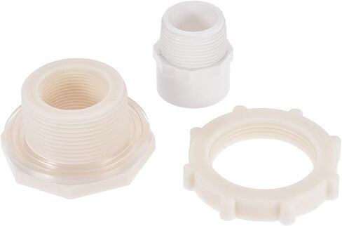 2 Pack PVC Bulkhead Fitting - Double Threaded Bulkhead Water Tank Connector, with Silicone Gasket, Apply to Aquariums, (G1 Female 1.83" Male, Gray) in Saudi Arabia