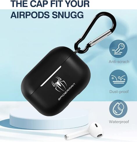 متوافق مع حافظة AirPods Pro للأبطال الخارقين العنكبوت مع سلسلة مفاتيح، غطاء سيليكون متين ممتص للصدمات، غطاء حماية مقاوم للخدش، أسود in Saudi Arabia