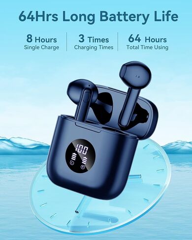 occiam Wireless Earbuds Bluetooth 5.3 Headphones 64H Playback Stereo Ear Buds with Wireless Charging Case in-Ear Earphones for Android Phone Laptop,B in Kuwait