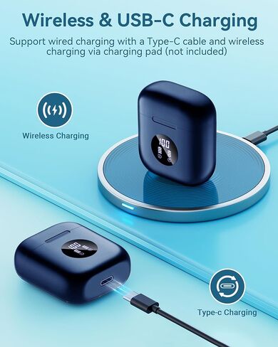 occiam Wireless Earbuds Bluetooth 5.3 Headphones 64H Playback Stereo Ear Buds with Wireless Charging Case in-Ear Earphones for Android Phone Laptop,B in Kuwait