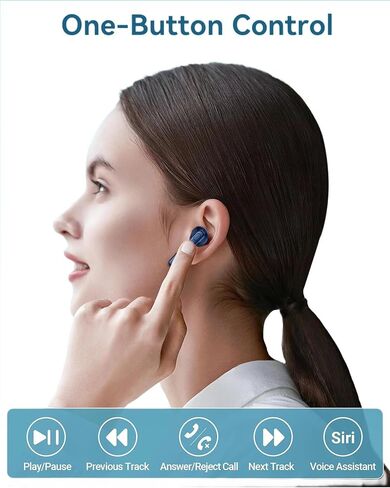 occiam Wireless Earbuds Bluetooth 5.3 Headphones 64H Playback Stereo Ear Buds with Wireless Charging Case in-Ear Earphones for Android Phone Laptop,B in Kuwait