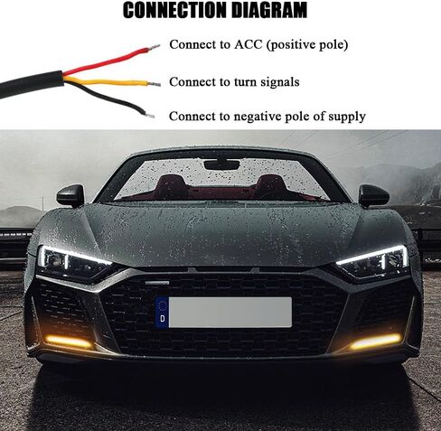 DRL LED Strip Car Daytime Running Light, 2Pcs White Automobile Decorative Warning Lights Amber Streamer Flow Turn Signal Light Strip Bar, Bendable Waterproof Indicator Lamps (6.7inch) in Saudi Arabia