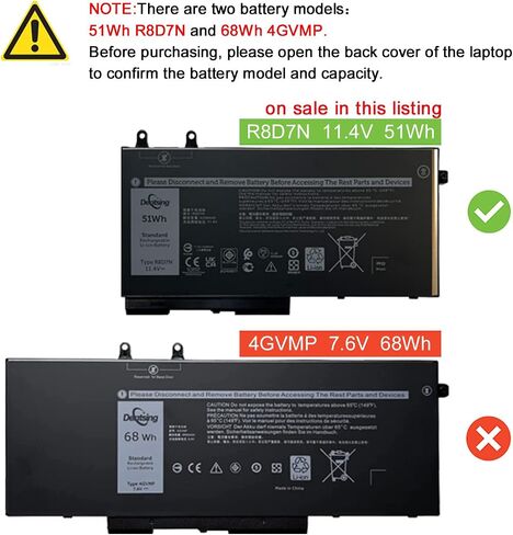 بطارية كمبيوتر محمول Dentsing 51Wh R8D7N متوافقة مع Dell Precision 3540 M3550 Latitude 5400 5410 5500 5510 Inspiron 7590/7591/7791 2 في 1 سلسلة أجهزة الكمبيوتر المحمول 0R8D7N 1V1XF 4GVMP H82T6 0C5GV2 0W8GMW W8GMW in Saudi Arabia