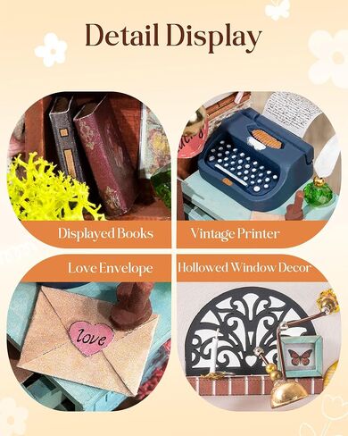 طقم مصغر من Rolife DIY لغرفة نوم بيت الدمى، ديكور رف كتب صغير لأسلوب الحياة المصغر، هوايات DIY للحرفيين (حلم جميل) in Saudi Arabia