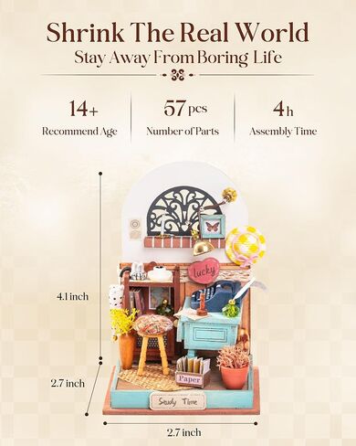 طقم مصغر من Rolife DIY لغرفة نوم بيت الدمى، ديكور رف كتب صغير لأسلوب الحياة المصغر، هوايات DIY للحرفيين (حلم جميل) in Saudi Arabia