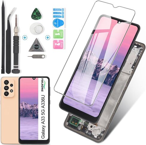 YWLRONG لهاتف Samsung Galaxy A33 5G مجموعة محول رقمي لشاشة LCD تعمل باللمس لهاتف Samsung A33 A336U مع مجموعة (أسود مع إطار) in Saudi Arabia