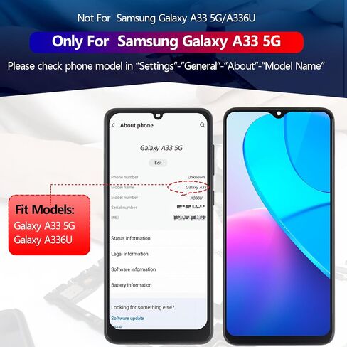 YWLRONG لهاتف Samsung Galaxy A33 5G مجموعة محول رقمي لشاشة LCD تعمل باللمس لهاتف Samsung A33 A336U مع مجموعة (أسود مع إطار) in Saudi Arabia