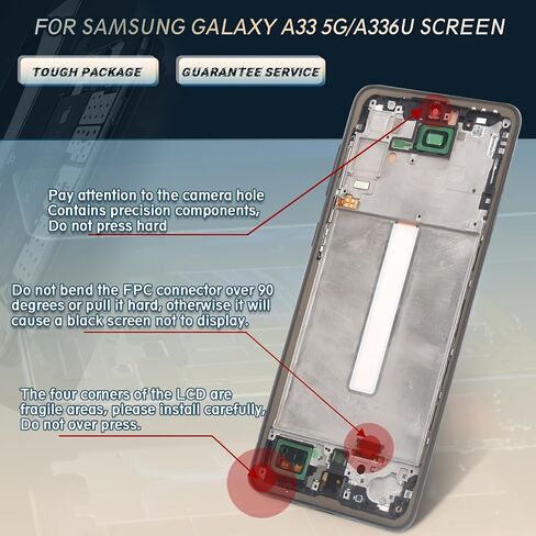 YWLRONG لهاتف Samsung Galaxy A33 5G مجموعة محول رقمي لشاشة LCD تعمل باللمس لهاتف Samsung A33 A336U مع مجموعة (أسود مع إطار) in Saudi Arabia