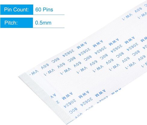 MECCANIXITY FFC Ribbon Flat Flexible Cable, 60 Pin 0.5mm Pitch 400mm Long (B Type) for LCD 3D Printer Camera DVD TV Laptop Audio Pack of 5 in Kuwait