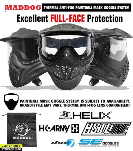 Maddog DYE Full Auto Electronic Paintball Gun Marker Elite Starter Package | Thermal Anti-Fog Paintball Mask, HPA Tank, Empire Halo Too Loader, Neck Protector, Pro Paintball Harness & Pods in Saudi Arabia