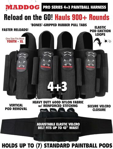 Maddog DYE Full Auto Electronic Paintball Gun Marker Elite Starter Package | Thermal Anti-Fog Paintball Mask, HPA Tank, Empire Halo Too Loader, Neck Protector, Pro Paintball Harness & Pods in Saudi Arabia