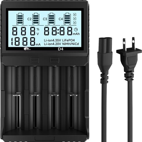 شاحن بطارية IMREN 18650، شاحن بطارية LCD ذكي 18650 21700، شاحن 2A سريع 18650 لبطاريات ليثيوم أيون 3.7 فولت 21700 20700 26650، بطارية 1.2 فولت NI-MH NI-CD، شاحن بطارية 2 Bay 18650 USB C in Kuwait
