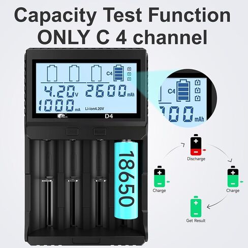 شاحن بطارية IMREN 18650، شاحن بطارية LCD ذكي 18650 21700، شاحن 2A سريع 18650 لبطاريات ليثيوم أيون 3.7 فولت 21700 20700 26650، بطارية 1.2 فولت NI-MH NI-CD، شاحن بطارية 2 Bay 18650 USB C in Kuwait