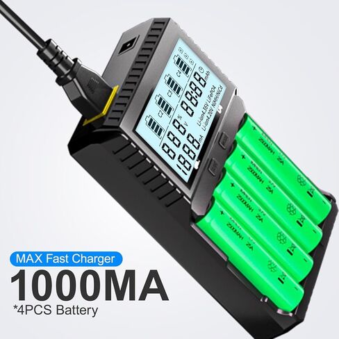 شاحن بطارية IMREN 18650، شاحن بطارية LCD ذكي 18650 21700، شاحن 2A سريع 18650 لبطاريات ليثيوم أيون 3.7 فولت 21700 20700 26650، بطارية 1.2 فولت NI-MH NI-CD، شاحن بطارية 2 Bay 18650 USB C in Kuwait
