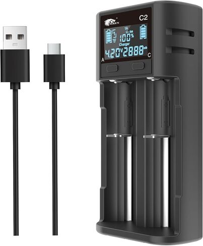 شاحن بطارية IMREN 18650، شاحن بطارية LCD ذكي 18650 21700، شاحن 2A سريع 18650 لبطاريات ليثيوم أيون 3.7 فولت 21700 20700 26650، بطارية 1.2 فولت NI-MH NI-CD، شاحن بطارية 2 Bay 18650 USB C in Kuwait