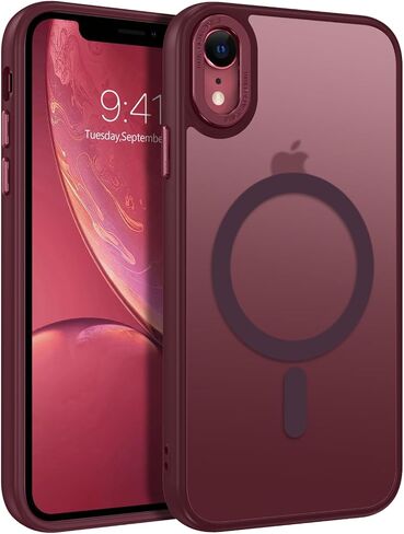 BENTOBEN for iPhone XR Phone Case, iPhone XR Case [Compatible with Magsafe] Magnetic Translucent Matte Slim Thin Shockproof Women Men Raised Lips Protective Cases Cover for iPhone XR 6.1", Black in Kuwait