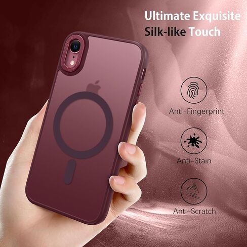 BENTOBEN for iPhone XR Phone Case, iPhone XR Case [Compatible with Magsafe] Magnetic Translucent Matte Slim Thin Shockproof Women Men Raised Lips Protective Cases Cover for iPhone XR 6.1", Black in Kuwait