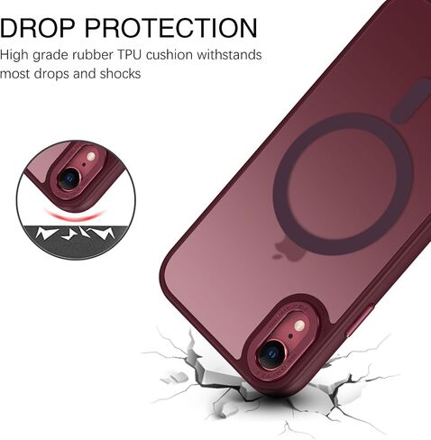 BENTOBEN for iPhone XR Phone Case, iPhone XR Case [Compatible with Magsafe] Magnetic Translucent Matte Slim Thin Shockproof Women Men Raised Lips Protective Cases Cover for iPhone XR 6.1", Black in Kuwait
