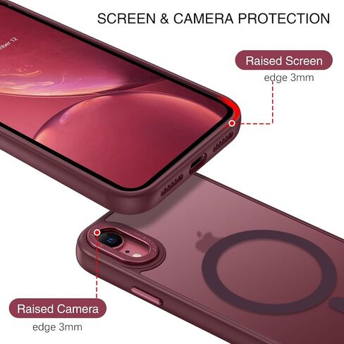 BENTOBEN for iPhone XR Phone Case, iPhone XR Case [Compatible with Magsafe] Magnetic Translucent Matte Slim Thin Shockproof Women Men Raised Lips Protective Cases Cover for iPhone XR 6.1", Black in Kuwait