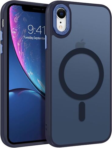 BENTOBEN for iPhone XR Phone Case, iPhone XR Case [Compatible with Magsafe] Magnetic Translucent Matte Slim Thin Shockproof Women Men Raised Lips Protective Cases Cover for iPhone XR 6.1", Black in Kuwait