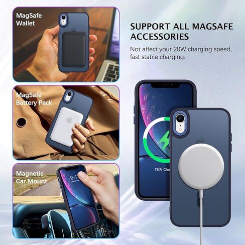 BENTOBEN for iPhone XR Phone Case, iPhone XR Case [Compatible with Magsafe] Magnetic Translucent Matte Slim Thin Shockproof Women Men Raised Lips Protective Cases Cover for iPhone XR 6.1", Black in Kuwait