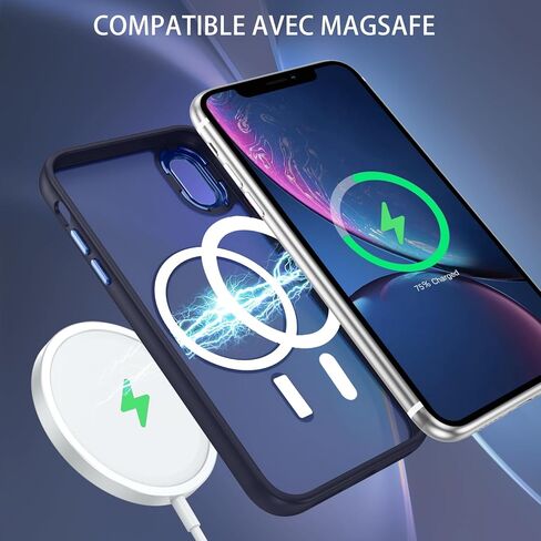 BENTOBEN for iPhone XR Phone Case, iPhone XR Case [Compatible with Magsafe] Magnetic Translucent Matte Slim Thin Shockproof Women Men Raised Lips Protective Cases Cover for iPhone XR 6.1", Black in Kuwait