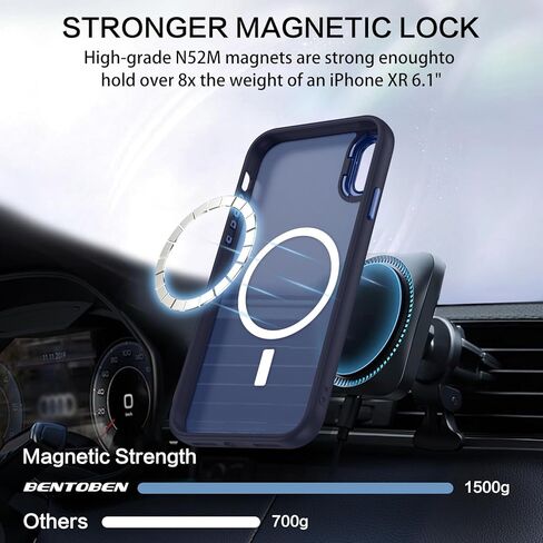 BENTOBEN for iPhone XR Phone Case, iPhone XR Case [Compatible with Magsafe] Magnetic Translucent Matte Slim Thin Shockproof Women Men Raised Lips Protective Cases Cover for iPhone XR 6.1", Black in Kuwait