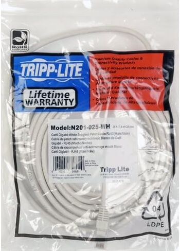 كابل تريب لايت كات 6 جيجابت مصبوب (RJ45 M/M) - أبيض، 5 قدم (N201-005-WH) in Saudi Arabia