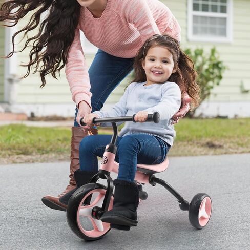 YGJT 4 in 1 Tricycle for Toddlers Age 2-5, Folding Kids Trike Tricycles Toddler Bike with Adjustable Seat and Removable Pedal, Baby Balance Bike Ride-on Toys Gift for Baby Boys Girls Birthday in Saudi Arabia