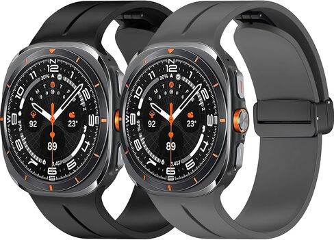 Galaxy Watch Ultra Bands,Magnetic Sport Band for Samsung Watch Ultra Band 47mm Men Women,Soft Silicone Replacement Strap Breathable Wristbands for Samsung Galaxy Watch 7 Ultra Band 47 mm (2024),2 Pack in Saudi Arabia