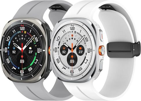 Galaxy Watch Ultra Bands,Magnetic Sport Band for Samsung Watch Ultra Band 47mm Men Women,Soft Silicone Replacement Strap Breathable Wristbands for Samsung Galaxy Watch 7 Ultra Band 47 mm (2024),2 Pack in Saudi Arabia