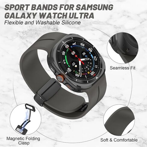 Galaxy Watch Ultra Bands,Magnetic Sport Band for Samsung Watch Ultra Band 47mm Men Women,Soft Silicone Replacement Strap Breathable Wristbands for Samsung Galaxy Watch 7 Ultra Band 47 mm (2024),2 Pack in Saudi Arabia