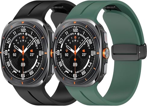 Galaxy Watch Ultra Bands، سوار رياضي مغناطيسي لساعة Samsung Ultra Band 47 مم للرجال والنساء، حزام بديل من السيليكون الناعم قابل للتنفس لساعة Samsung Galaxy Watch 7 Ultra Band 47 مم (2024)، عبوتان in Kuwait