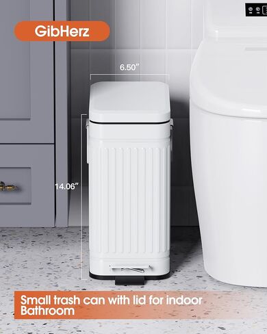 Small Trash Can with Lid Soft Close-10L/2.6 Gal Stainless Steel Outdoor Dog Poop Garbage Can-Metal Waste Bins with Pedal for Bathroom Bedroom Office-Black in Kuwait