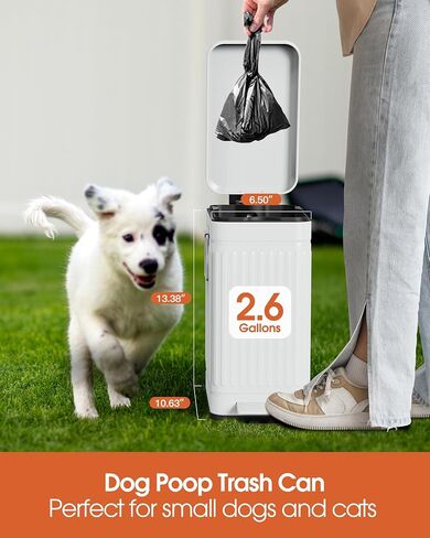 Small Trash Can with Lid Soft Close-10L/2.6 Gal Stainless Steel Outdoor Dog Poop Garbage Can-Metal Waste Bins with Pedal for Bathroom Bedroom Office-Black in Kuwait