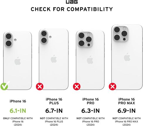 URBAN ARMOR GEAR UAG مصمم لهاتف iPhone 16 Case 6.1" Plyo - متوافق مع MagSafe Charging متين ومضاد للأصفرار وغطاء واقٍ من الدرجة العسكرية وشفاف ومقاوم للصدمات، ثلجي/فضي in Kuwait